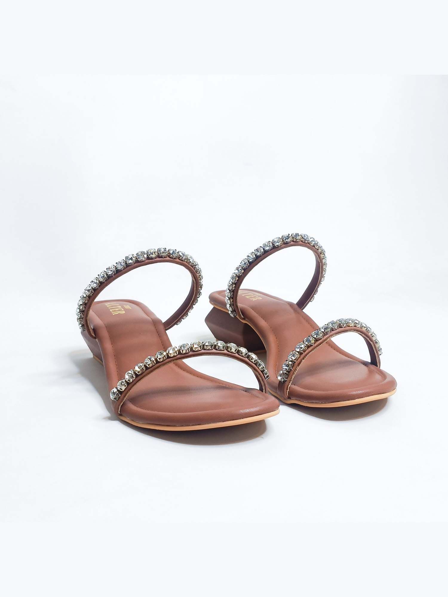 Mysha Tan Embellished Block Heels