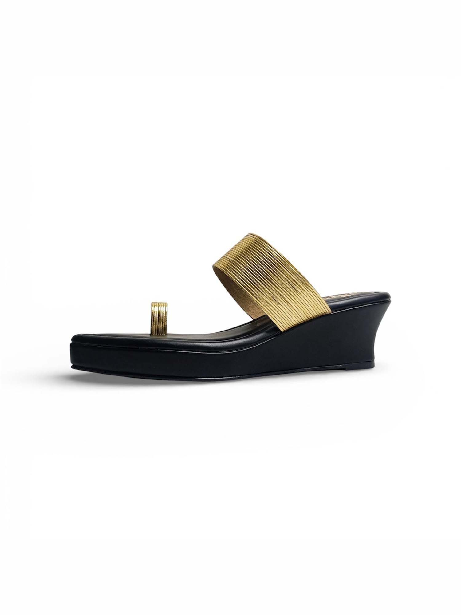 Pointed Toe Gold Strap Platform Heels