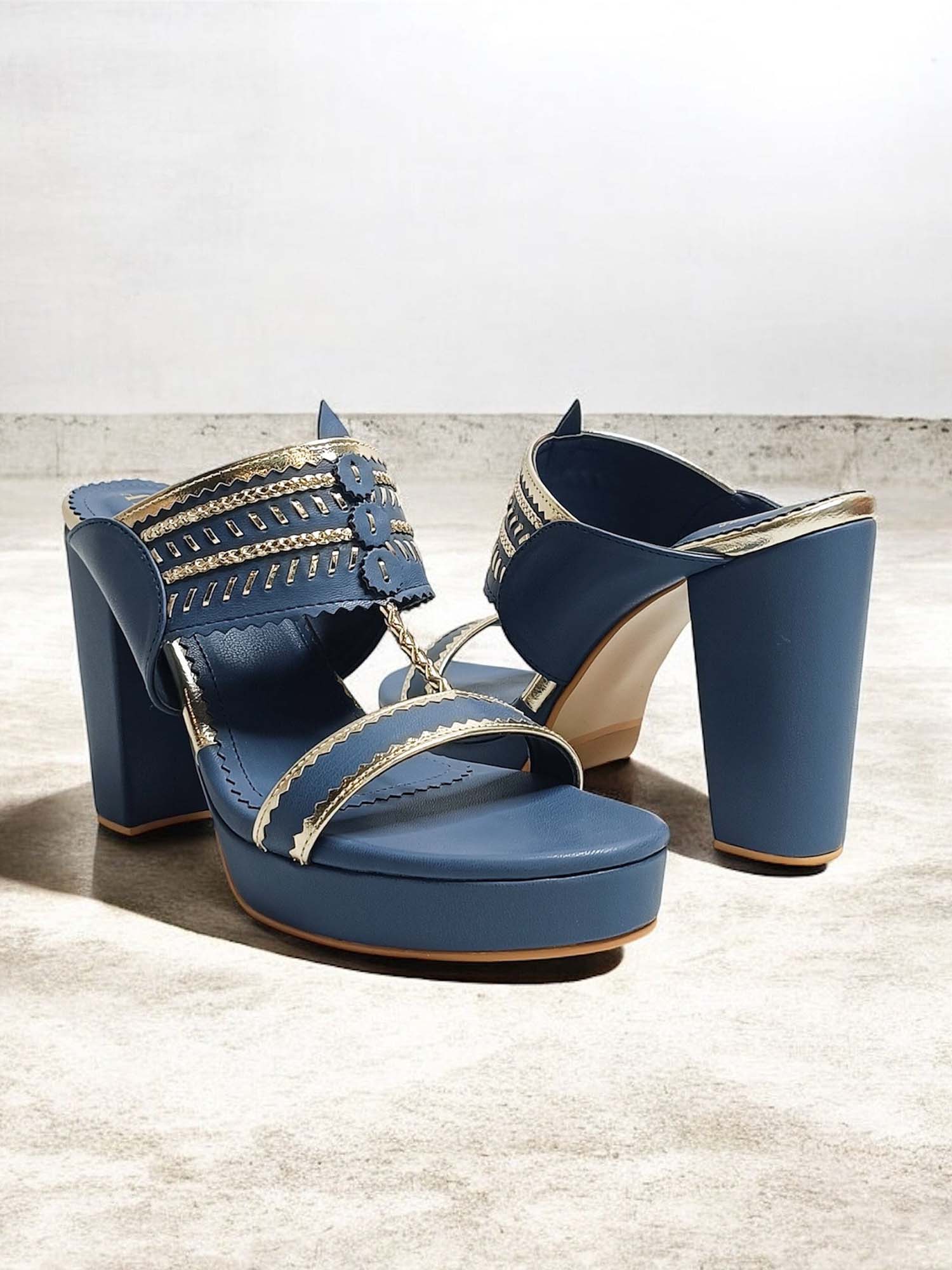 Zora Blue Kohla Platform Block Heels