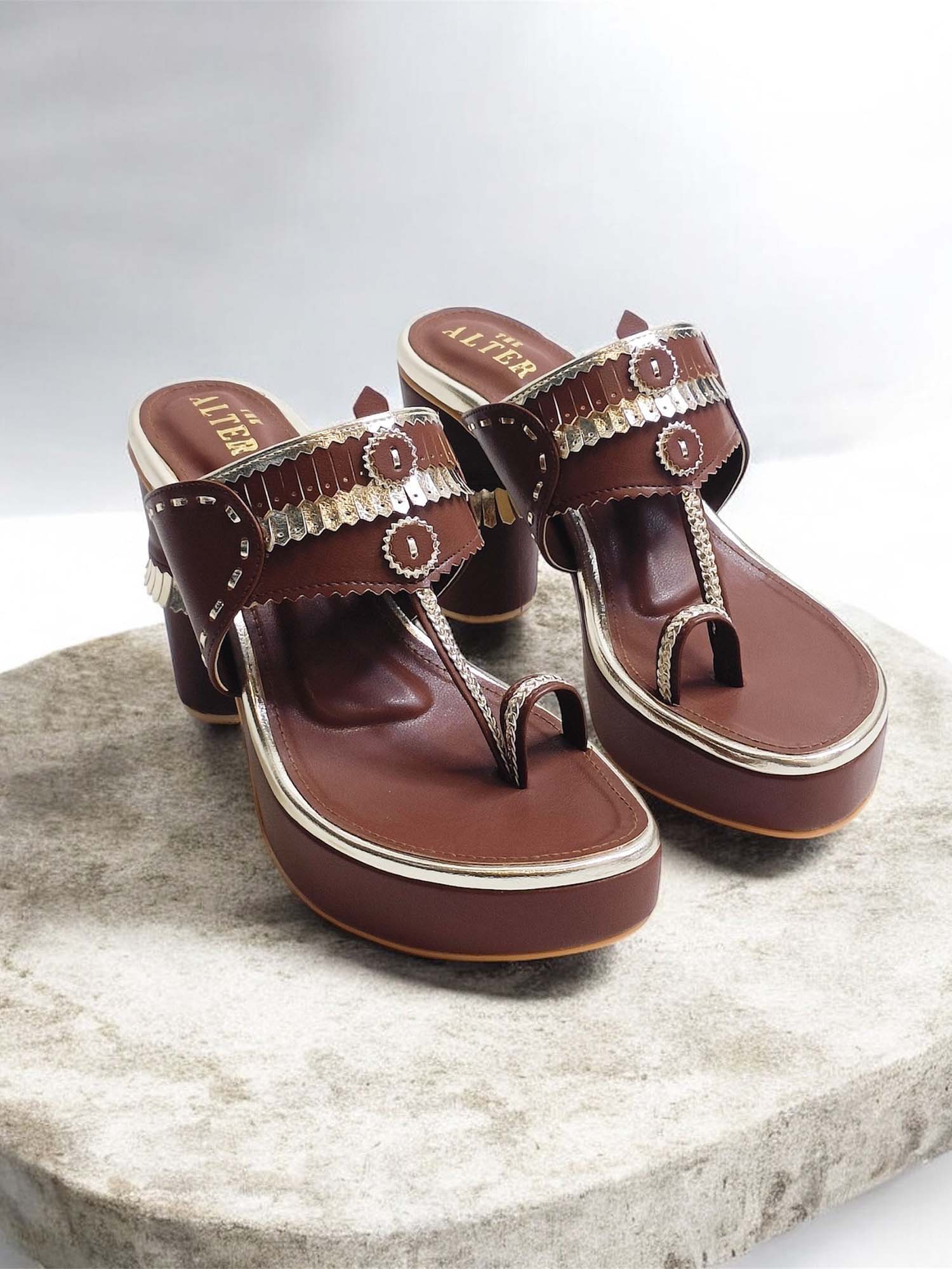 Maahira Brown Kohla Block Heels