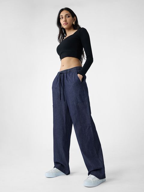 Straight Leg Denim Mid Wash Blue Women Jeans