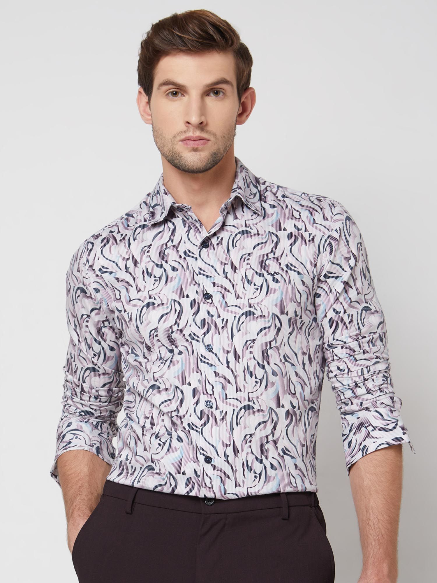 Pale Pastel Pink Abstract Men Shirt